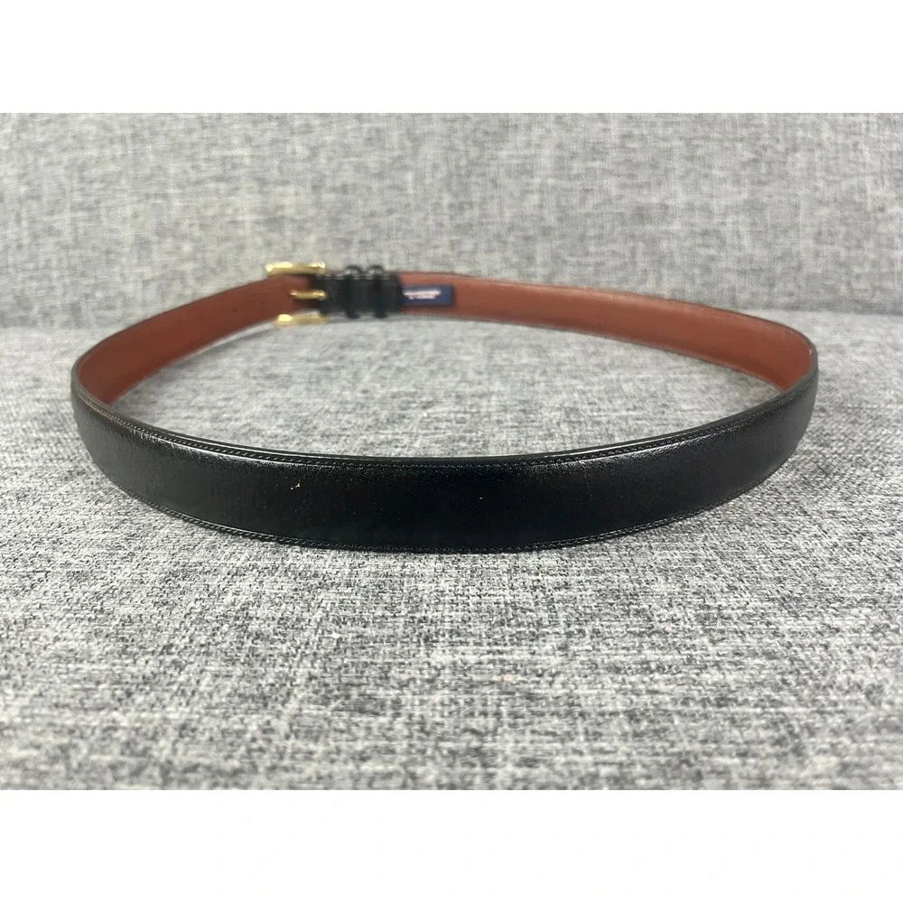 Roundtree & Yorke Mens Black Full Grain Cowhide Leather Belt Brass Buckle 40/100